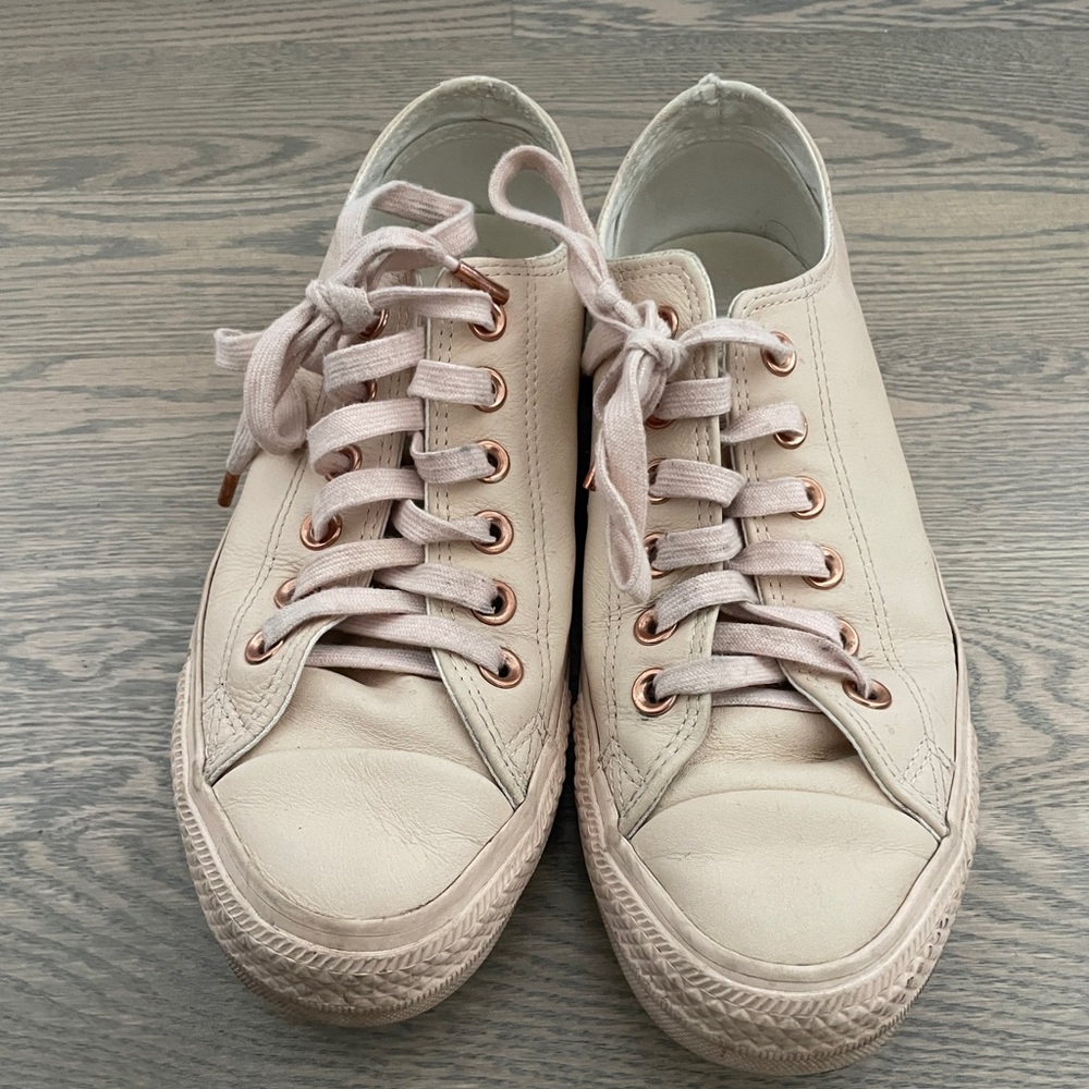 Pink leather converse